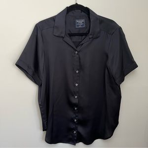 Abercrombie & Fitch: Faux Silk Short-sleeve Button Down Top